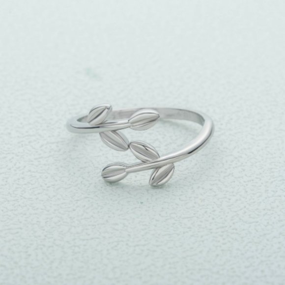 Leaf leaf olive branch female ring alive character opening tender leaf ring - Picture 1 of 4